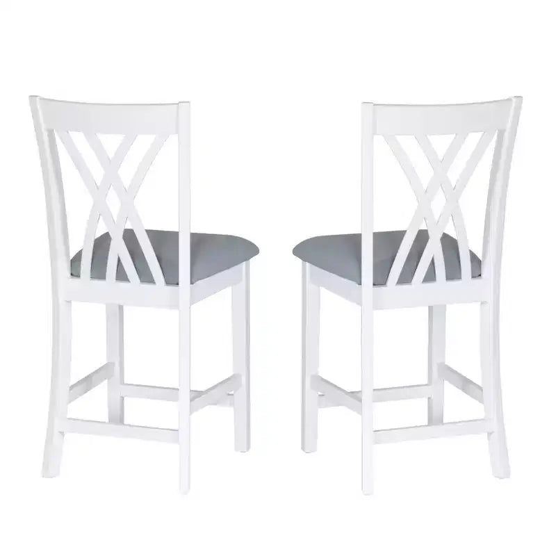 Powell Lot de 2 tabourets de bar hauteur comptoir Maggie, Blanc