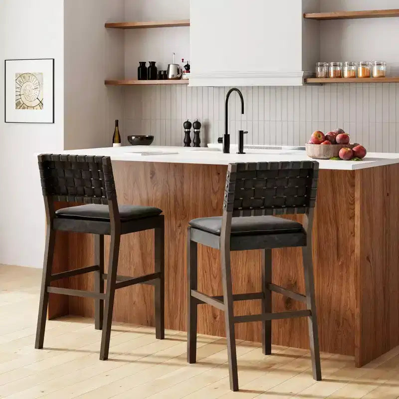 Nathan James Lot de 2 tabourets de bar Cohen en similicuir noir