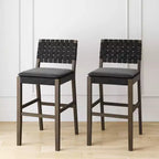 Nathan James Lot de 2 tabourets de bar Cohen en similicuir noir