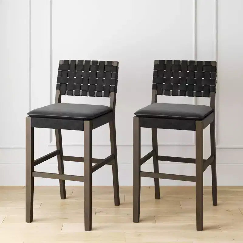 Nathan James Lot de 2 tabourets de bar Cohen en similicuir noir