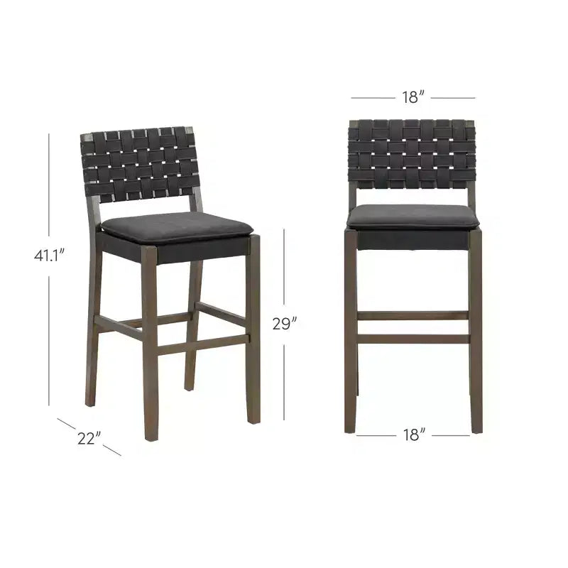 Nathan James Lot de 2 tabourets de bar Cohen en similicuir noir