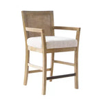 Madison Park Tabouret de bar Paulie à hauteur de comptoir avec dossier canné, crème/naturel recyclé