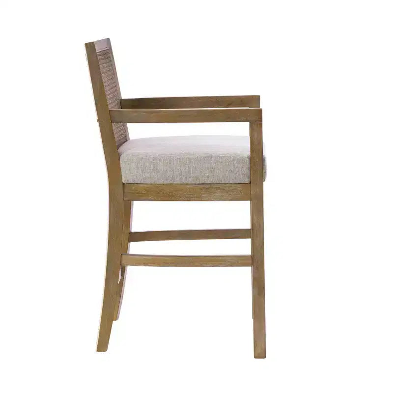 Madison Park Tabouret de bar Paulie à hauteur de comptoir avec dossier canné, crème/naturel recyclé