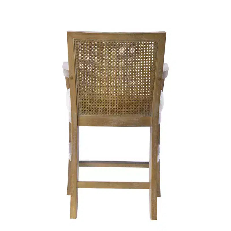 Madison Park Tabouret de bar Paulie à hauteur de comptoir avec dossier canné, crème/naturel recyclé