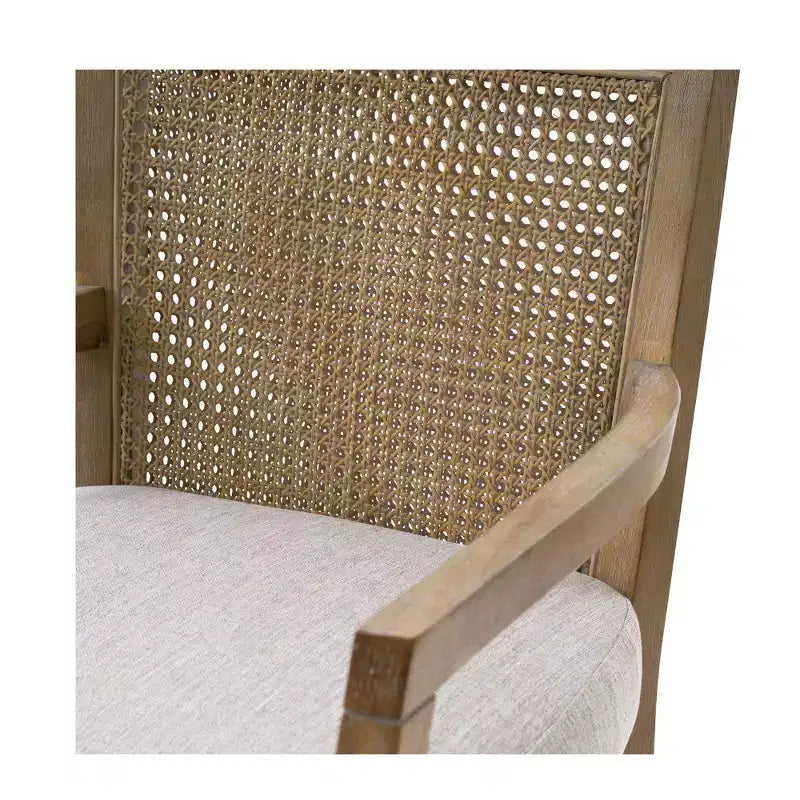 Madison Park Tabouret de bar Paulie à hauteur de comptoir avec dossier canné, crème/naturel recyclé