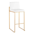 LumiSource Ensemble de 3 tabourets de bar à dossier haut Fuji Acier doré/PU blanc