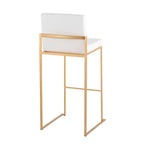 LumiSource Ensemble de 3 tabourets de bar à dossier haut Fuji Acier doré/PU blanc