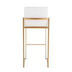 LumiSource Ensemble de 3 tabourets de bar à dossier haut Fuji Acier doré/PU blanc