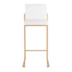 LumiSource Ensemble de 3 tabourets de bar à dossier haut Fuji Acier doré/PU blanc