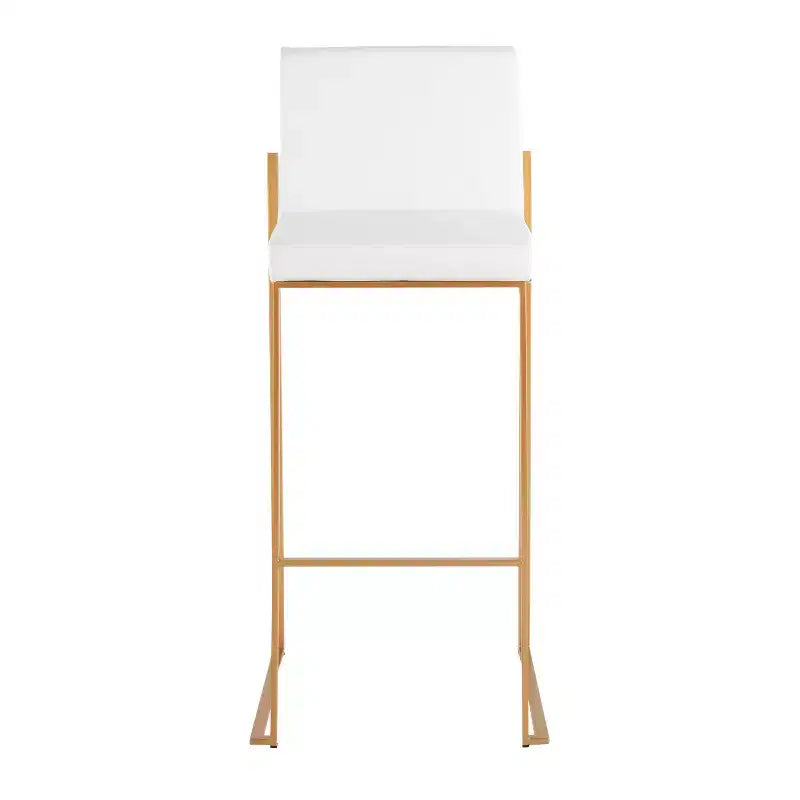 LumiSource Ensemble de 3 tabourets de bar à dossier haut Fuji Acier doré/PU blanc