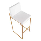 LumiSource Ensemble de 3 tabourets de bar à dossier haut Fuji Acier doré/PU blanc