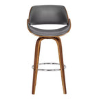 Tabouret de bar contemporain Mona 26 po (66 cm) noyer/gris - Armen Living : pivotant, repose-pieds chromé
