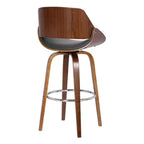 Tabouret de bar contemporain Mona 26 po (66 cm) noyer/gris - Armen Living : pivotant, repose-pieds chromé
