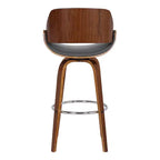 Tabouret de bar contemporain Mona 26 po (66 cm) noyer/gris - Armen Living : pivotant, repose-pieds chromé