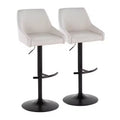 LumiSource Set of 2 Hannah Adjustable Barstools Black Metal/Cream Fabric