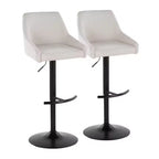 LumiSource Set of 2 Hannah Adjustable Barstools Black Metal/Cream Fabric