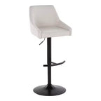 LumiSource Lot de 2 tabourets de bar réglables Hannah Métal noir/Tissu crème