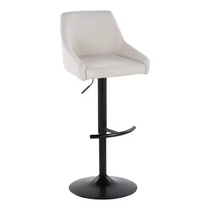 LumiSource Lot de 2 tabourets de bar réglables Hannah Métal noir/Tissu crème