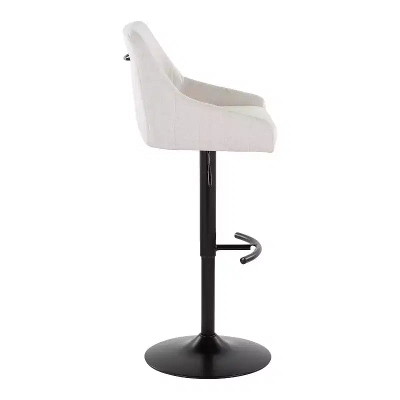 LumiSource Lot de 2 tabourets de bar réglables Hannah Métal noir/Tissu crème