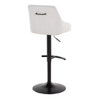 LumiSource Lot de 2 tabourets de bar réglables Hannah Métal noir/Tissu crème