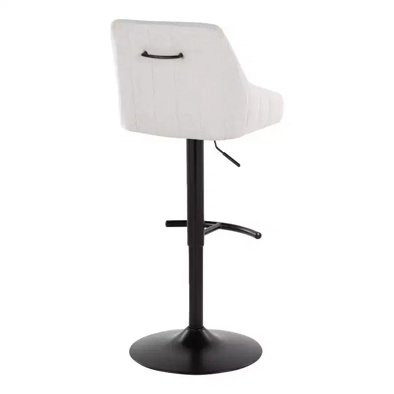 LumiSource Lot de 2 tabourets de bar réglables Hannah Métal noir/Tissu crème