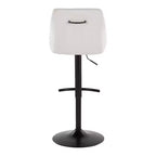 LumiSource Lot de 2 tabourets de bar réglables Hannah Métal noir/Tissu crème