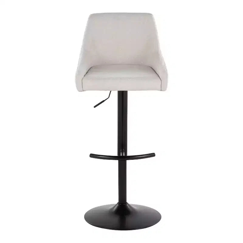 LumiSource Lot de 2 tabourets de bar réglables Hannah Métal noir/Tissu crème