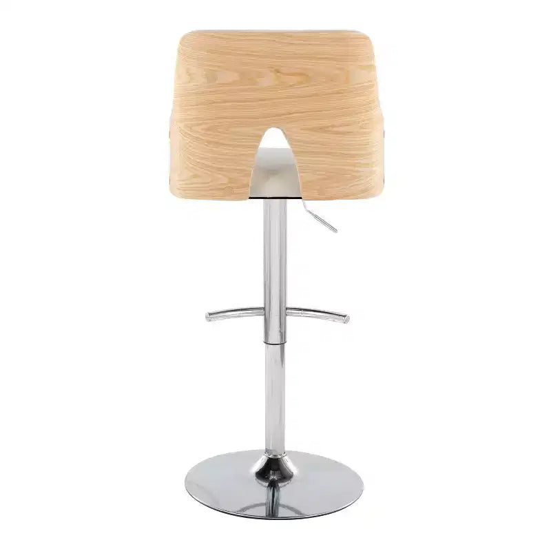 LumiSource Lot de 2 tabourets de bar réglables Stella Chrome/Naturel/Crème : Chaise rembourrée, Cadre en métal, Repose-pieds