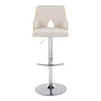 LumiSource Lot de 2 tabourets de bar réglables Stella Chrome/Naturel/Crème : Chaise rembourrée, Cadre en métal, Repose-pieds