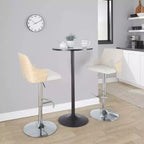 LumiSource Lot de 2 tabourets de bar réglables Stella Chrome/Naturel/Crème : Chaise rembourrée, Cadre en métal, Repose-pieds