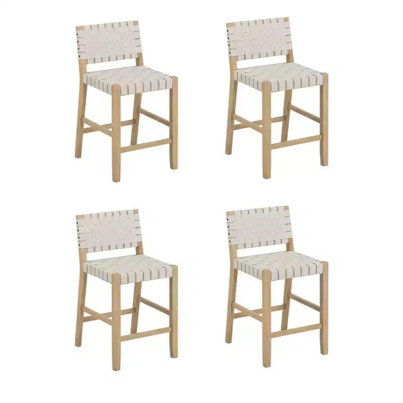 Nathan James Set of 4 Cohen Faux Leather Barstools White