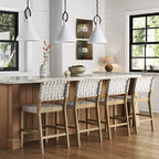 Nathan James Lot de 4 tabourets de bar Cohen en similicuir blanc