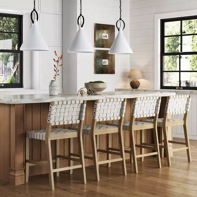 Nathan James Lot de 4 tabourets de bar Cohen en similicuir blanc