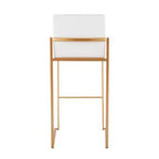LumiSource Lot de 3 tabourets de bar hauts Fuji en acier doré/velours blanc