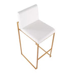 LumiSource Lot de 3 tabourets de bar hauts Fuji en acier doré/velours blanc