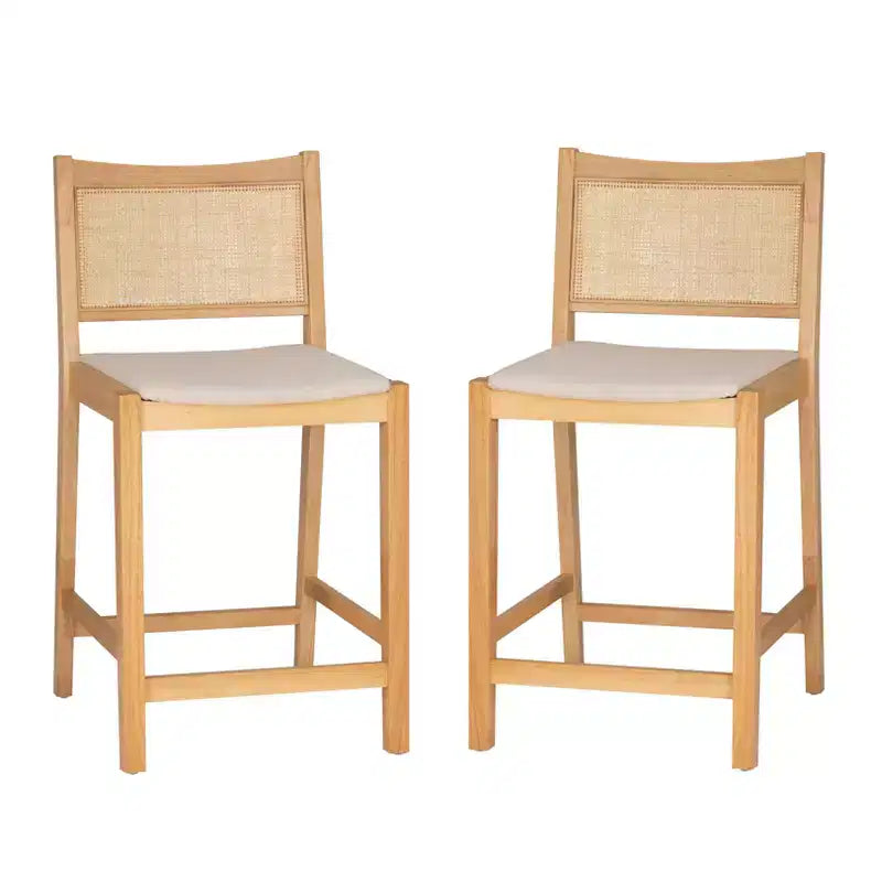 Powell Set of 2 Bessie Cane Counter Height Barstools Natural
