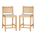 Powell Set of 2 Bessie Cane Counter Height Barstools Natural