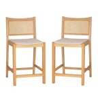 Powell Set of 2 Bessie Cane Counter Height Barstools Natural
