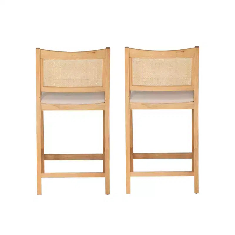 Powell Set de 2 tabourets de bar hauteur comptoir Bessie Cane Naturel