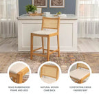 Powell Set de 2 tabourets de bar hauteur comptoir Bessie Cane Naturel