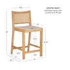 Powell Set de 2 tabourets de bar hauteur comptoir Bessie Cane Naturel