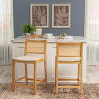 Powell Set de 2 tabourets de bar hauteur comptoir Bessie Cane Naturel
