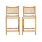 Powell Set de 2 tabourets de bar hauteur comptoir Bessie Cane Naturel