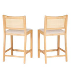 Powell Set de 2 tabourets de bar hauteur comptoir Bessie Cane Naturel