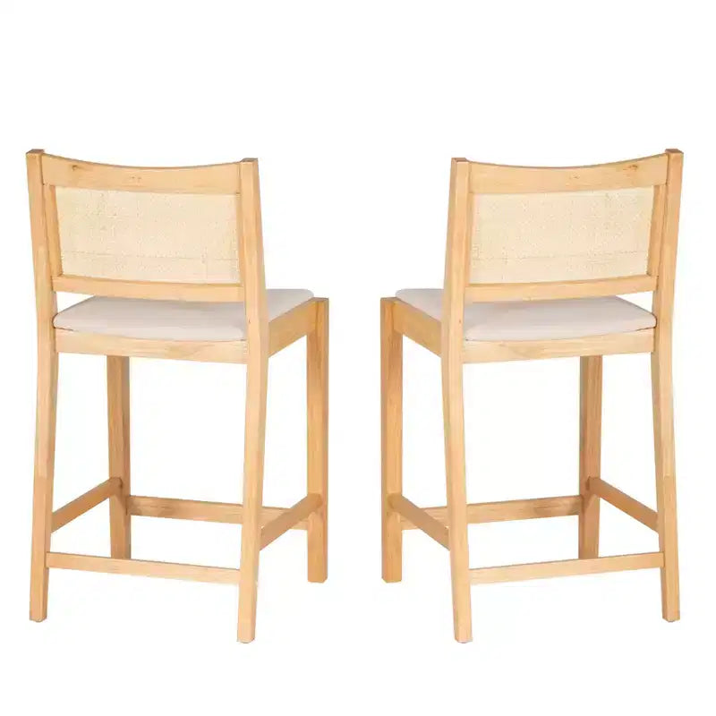Powell Set de 2 tabourets de bar hauteur comptoir Bessie Cane Naturel