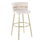 Lot de 2 tabourets de bar Cinch-Claire Or/Crème - LumiSource : pivotant, revêtement velours, piètement en métal