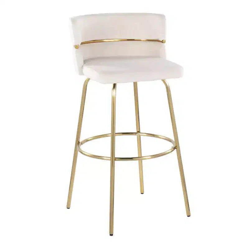 Lot de 2 tabourets de bar Cinch-Claire Or/Crème - LumiSource : pivotant, revêtement velours, piètement en métal