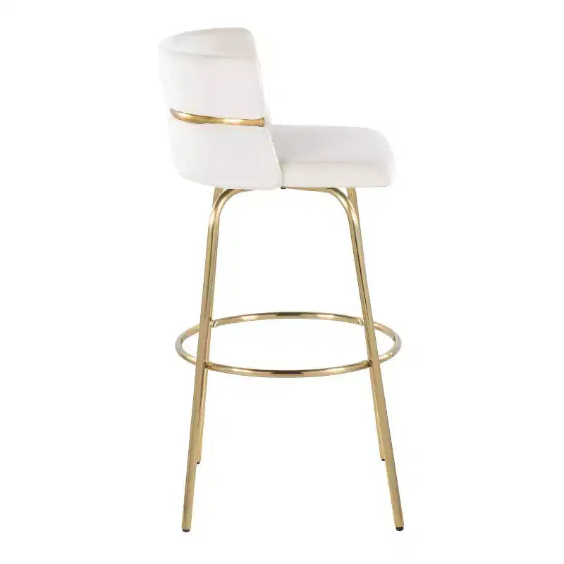 Lot de 2 tabourets de bar Cinch-Claire Or/Crème - LumiSource : pivotant, revêtement velours, piètement en métal