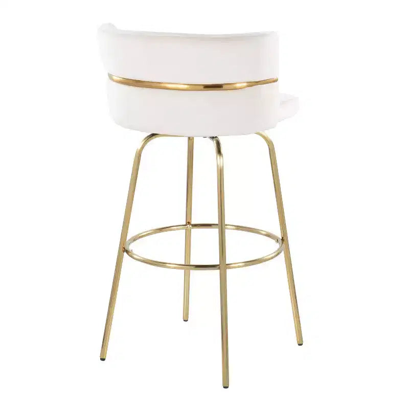 Lot de 2 tabourets de bar Cinch-Claire Or/Crème - LumiSource : pivotant, revêtement velours, piètement en métal