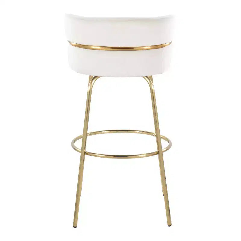 Lot de 2 tabourets de bar Cinch-Claire Or/Crème - LumiSource : pivotant, revêtement velours, piètement en métal